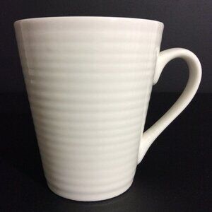 FOOD Network Stoneware Coffee Mug Cup White Ribbed